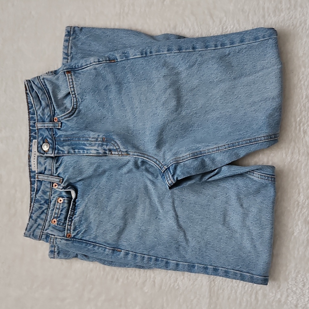 Topshop Distressed High Rise Mom Jeans Light Wash 25 Blue - Picture 8 of 11